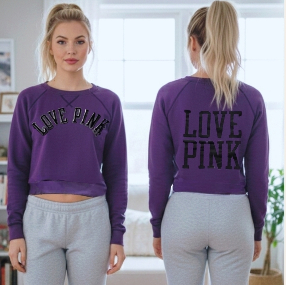 Vintage Y2K Victoria's Secret Pink-Pullover "Love Pink" Logo